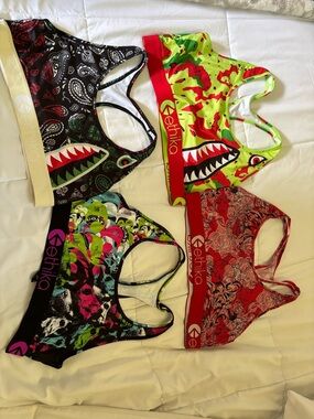 ethika womens Racerback sports bras - Neon Green, Red, Black, Pink, White